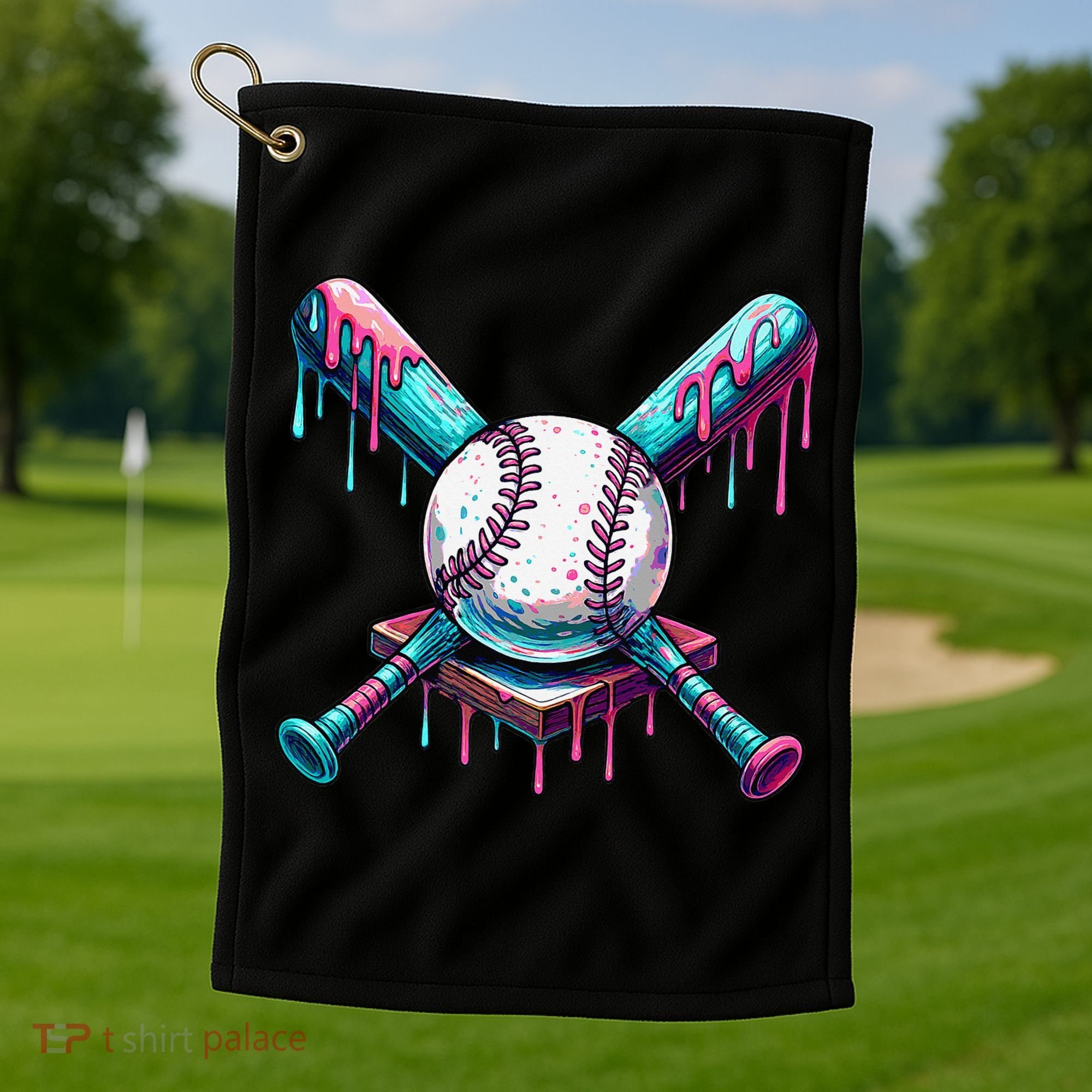 Baseball Ice Cream Drip Baseball Golf Towel