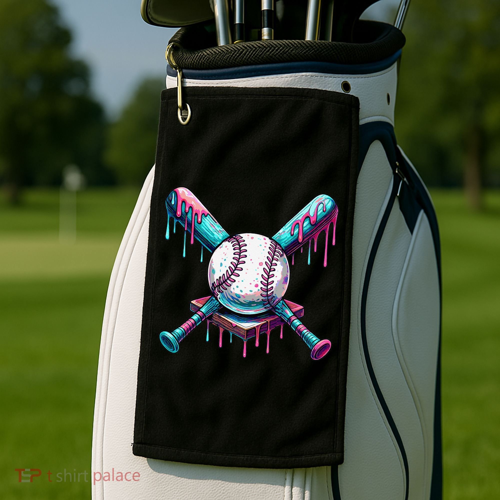 Baseball Ice Cream Drip Baseball Golf Towel