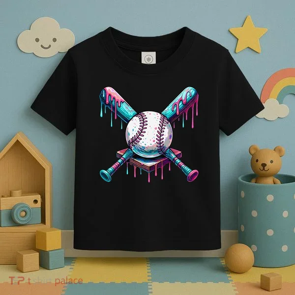 Baseball Ice Cream Drip Baseball Toddler T-Shirt