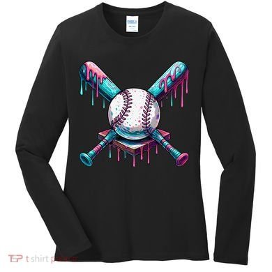 Baseball Ice Cream Drip Baseball Women's Long Sleeve Shirt