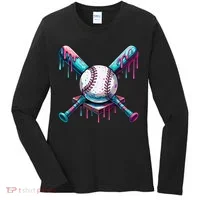 Baseball Ice Cream Drip Baseball Women's Long Sleeve Shirt thumb 0