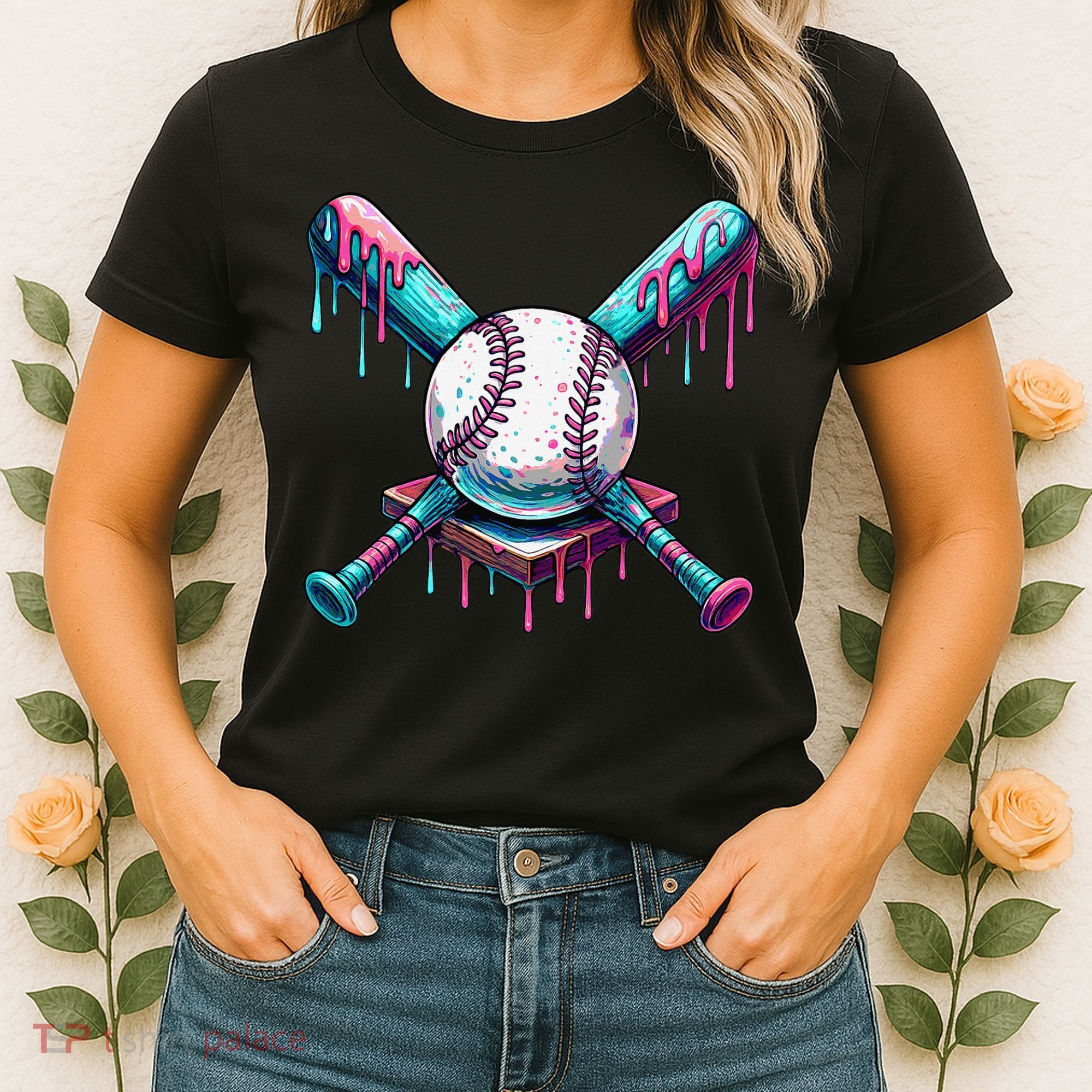 Baseball Ice Cream Drip Baseball Women's T-Shirt