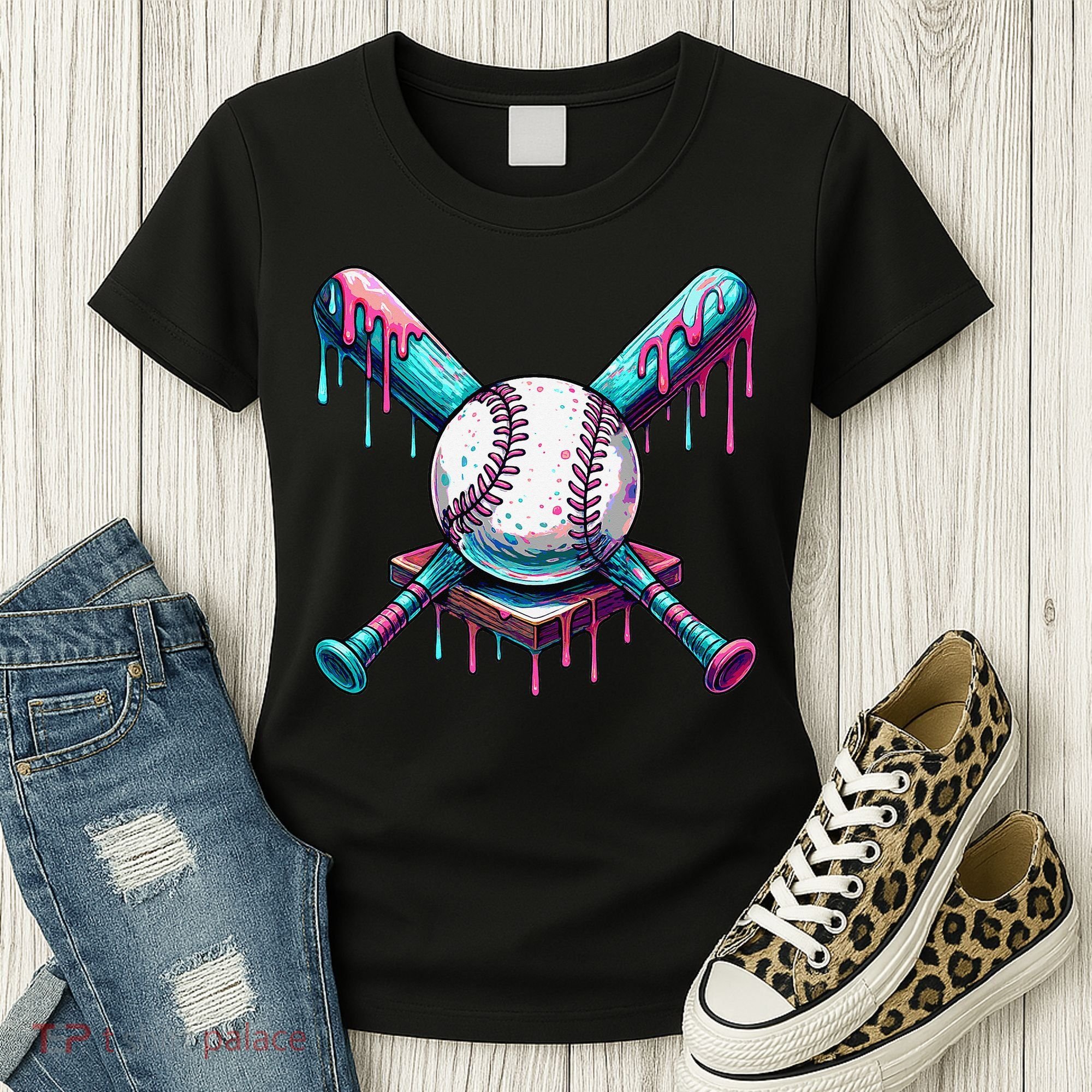 Baseball Ice Cream Drip Baseball Women's T-Shirt
