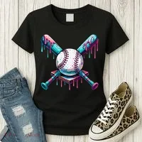 Baseball Ice Cream Drip Baseball Women's T-Shirt thumb 3