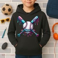 Baseball Ice Cream Drip Baseball Kids Hoodie thumb 2