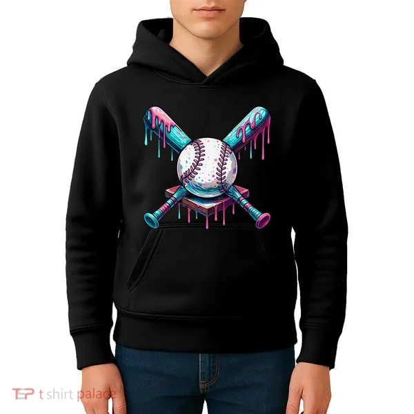 Baseball Ice Cream Drip Baseball Kids Hoodie