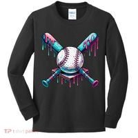 Baseball Ice Cream Drip Baseball Kids Long Sleeve Shirt thumb 0