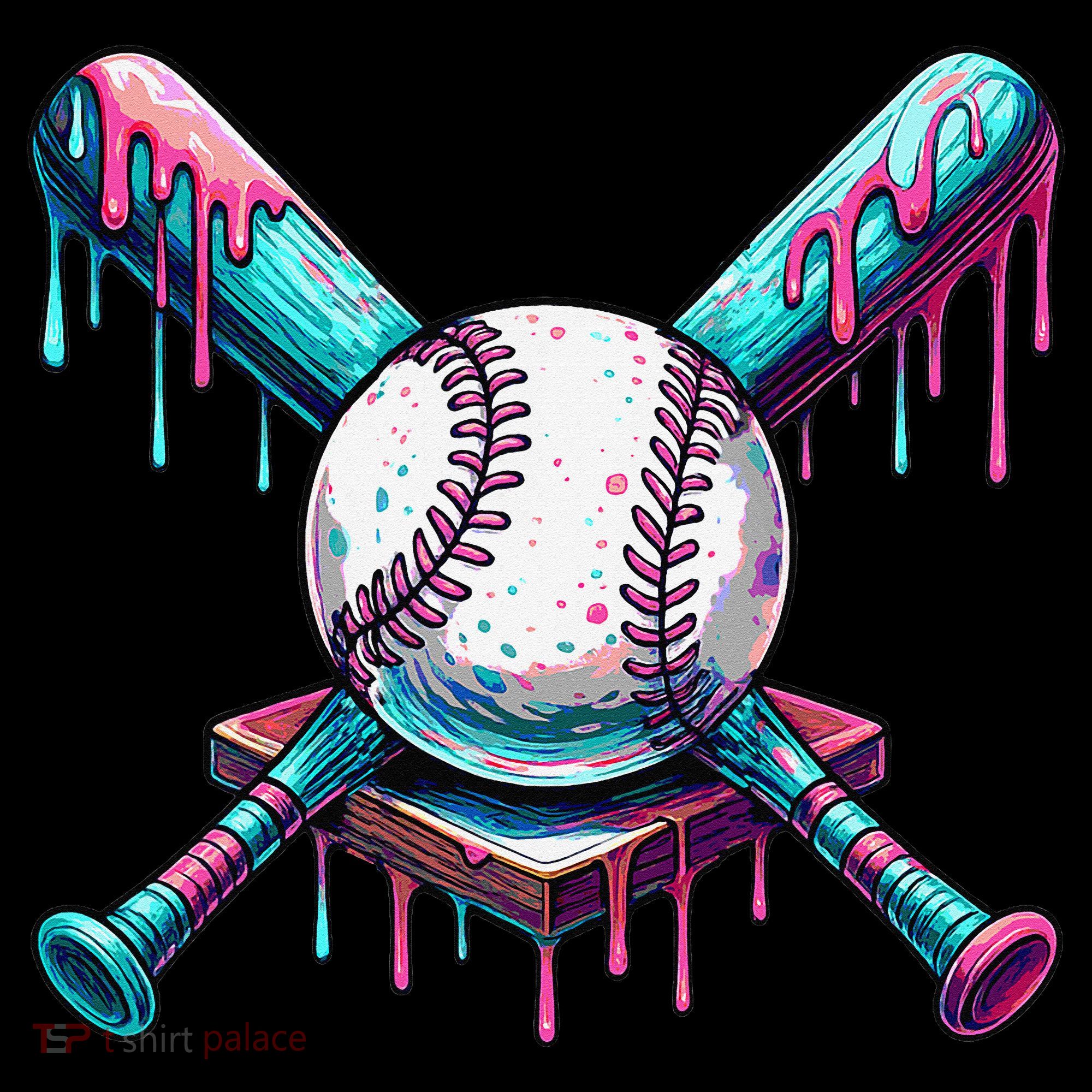 Baseball Ice Cream Drip Baseball Kids Long Sleeve Shirt