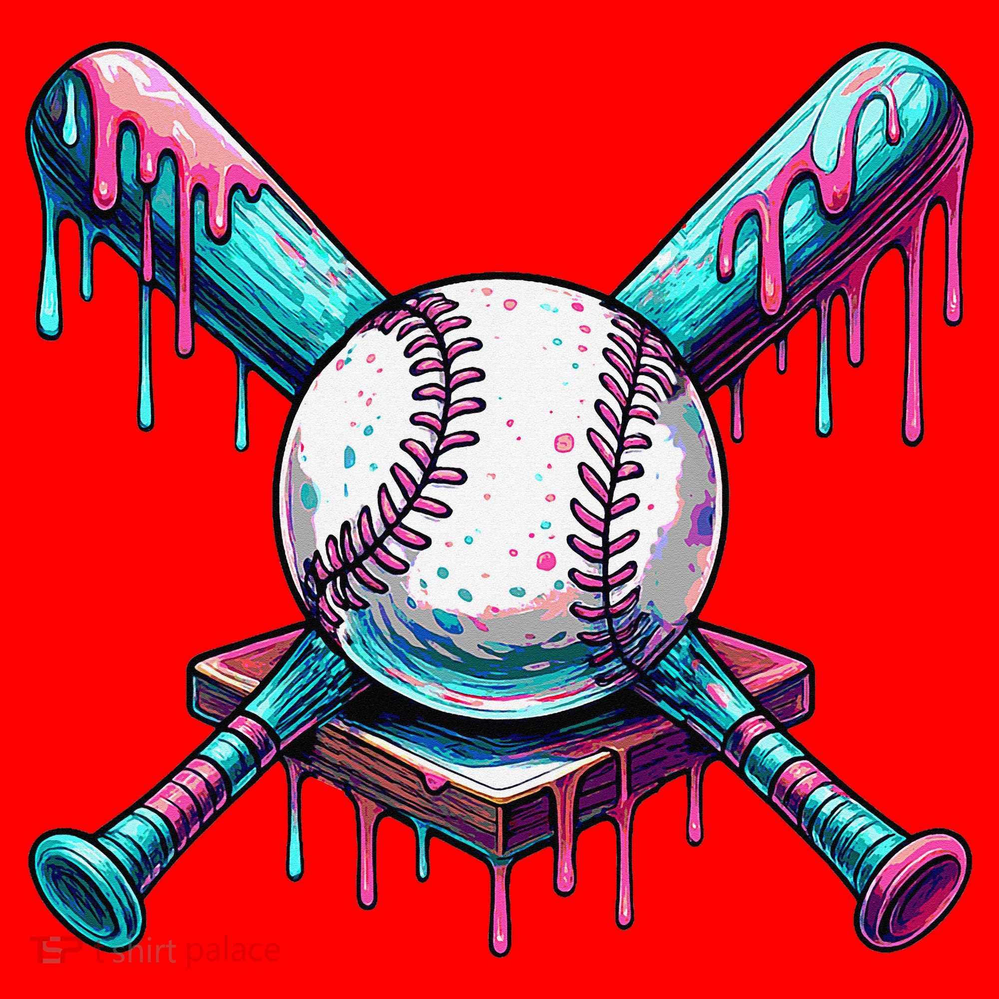 Baseball Ice Cream Drip Baseball Santa Hat