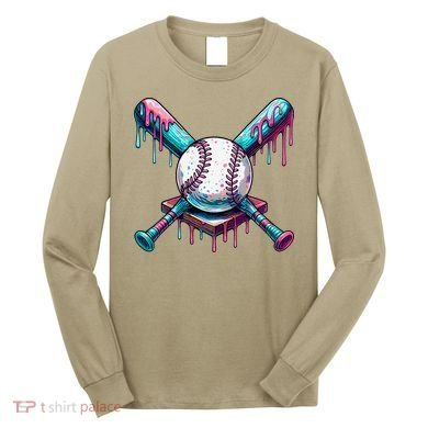 Baseball Ice Cream Drip Baseball Long Sleeve Shirt