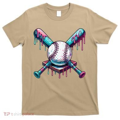Baseball Ice Cream Drip Baseball T-Shirt