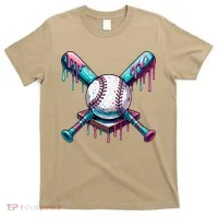 Baseball Ice Cream Drip Baseball T-Shirt thumb 0