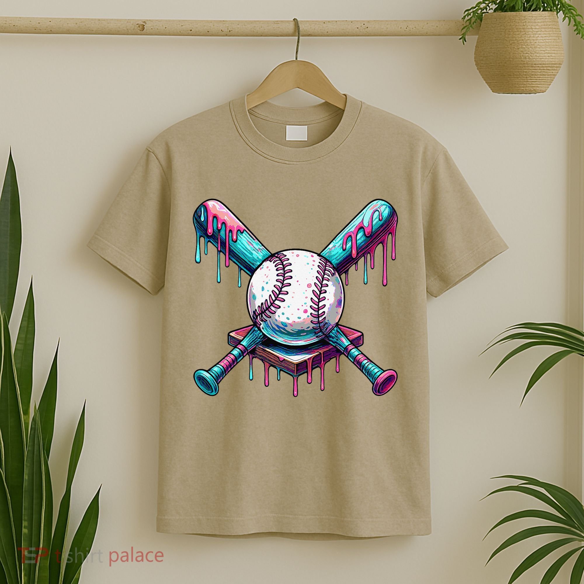 Baseball Ice Cream Drip Baseball T-Shirt