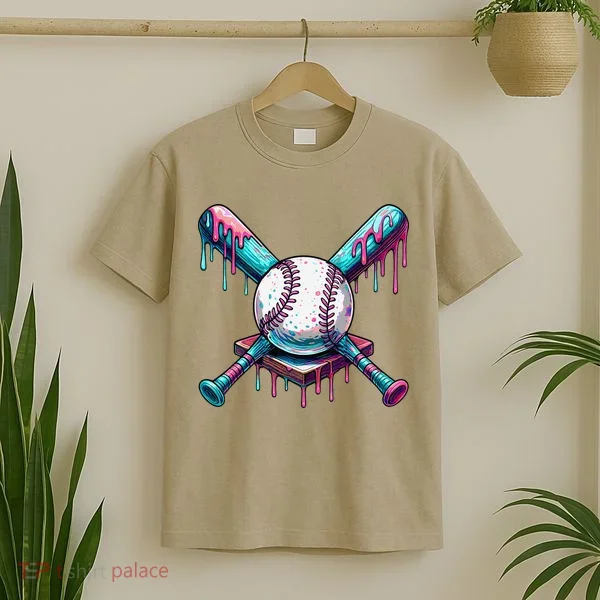 Baseball Ice Cream Drip Baseball T-Shirt