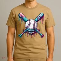 Baseball Ice Cream Drip Baseball T-Shirt thumb 3