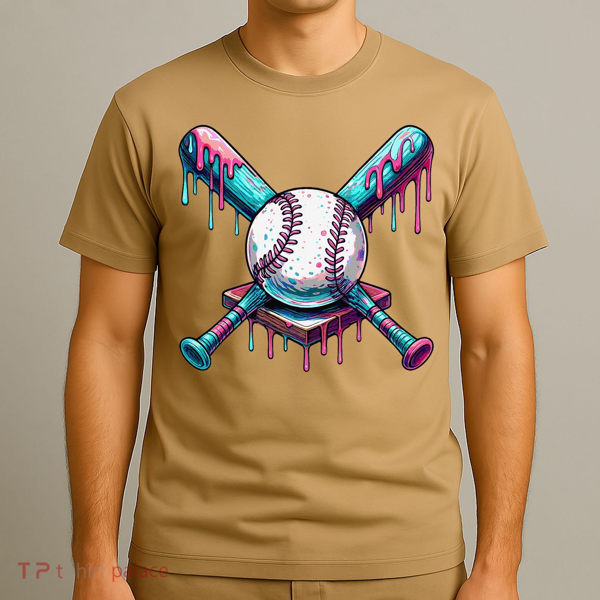 Baseball Ice Cream Drip Baseball T-Shirt
