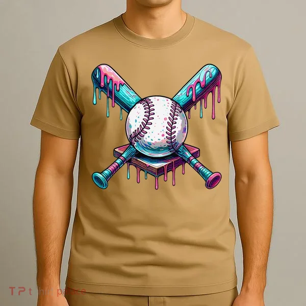 Baseball Ice Cream Drip Baseball T-Shirt