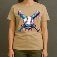 Baseball Ice Cream Drip Baseball T-Shirt thumb 4