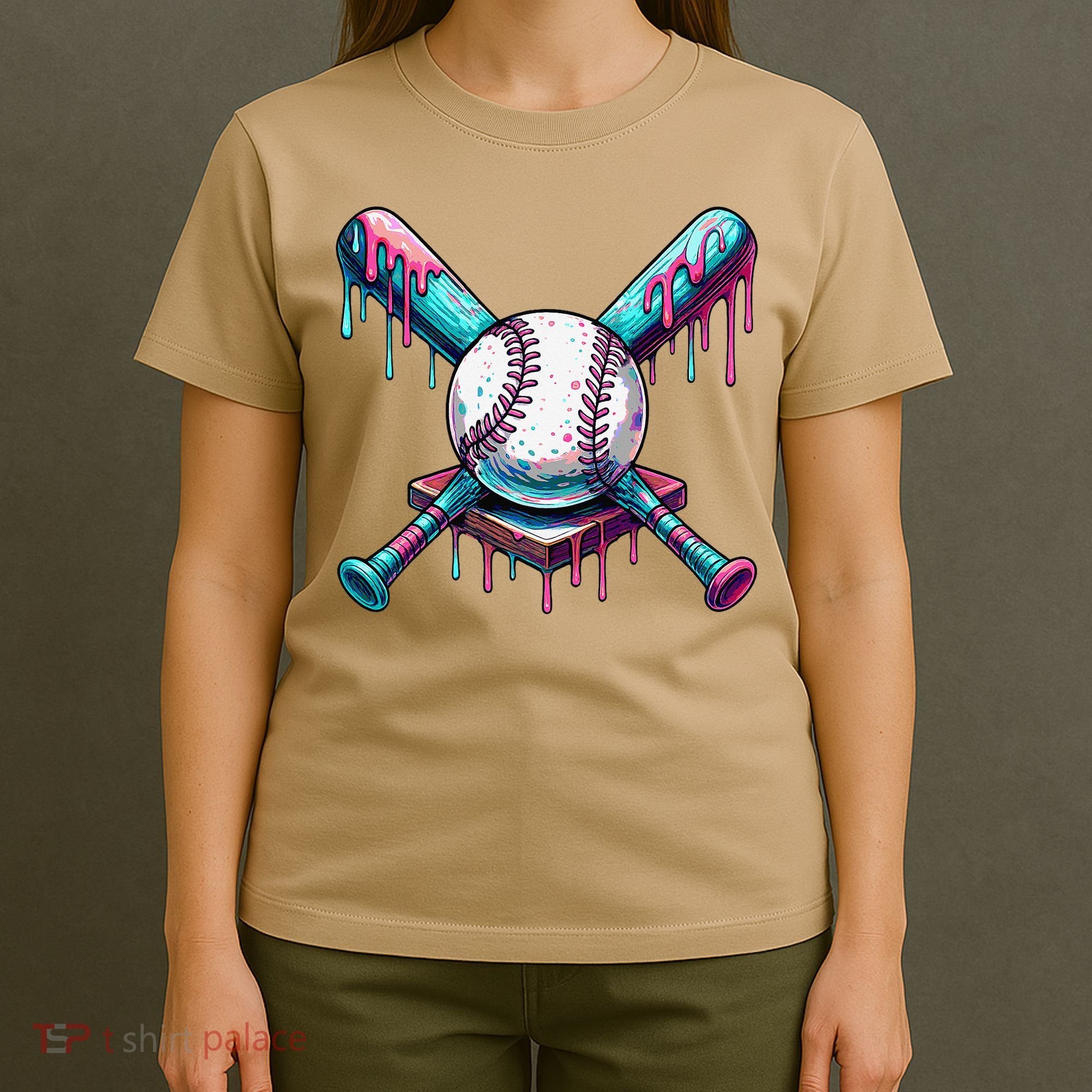 Baseball Ice Cream Drip Baseball T-Shirt