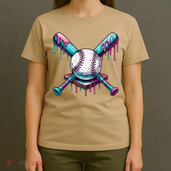 Baseball Ice Cream Drip Baseball T-Shirt