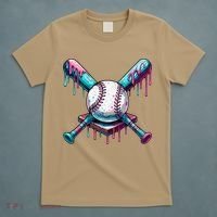 Baseball Ice Cream Drip Baseball T-Shirt thumb 5