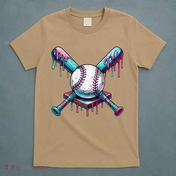Baseball Ice Cream Drip Baseball T-Shirt