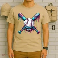 Baseball Ice Cream Drip Baseball T-Shirt thumb 6