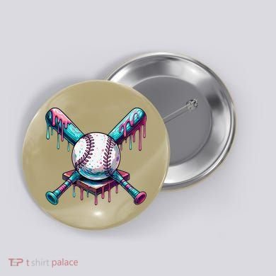 Baseball Ice Cream Drip Baseball Button