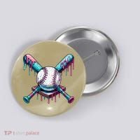 Baseball Ice Cream Drip Baseball Button thumb 0