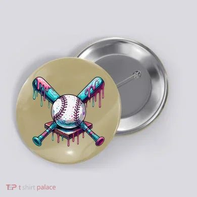 Baseball Ice Cream Drip Baseball Button