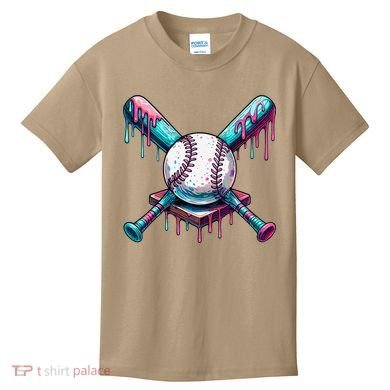 Baseball Ice Cream Drip Baseball Kids T-Shirt