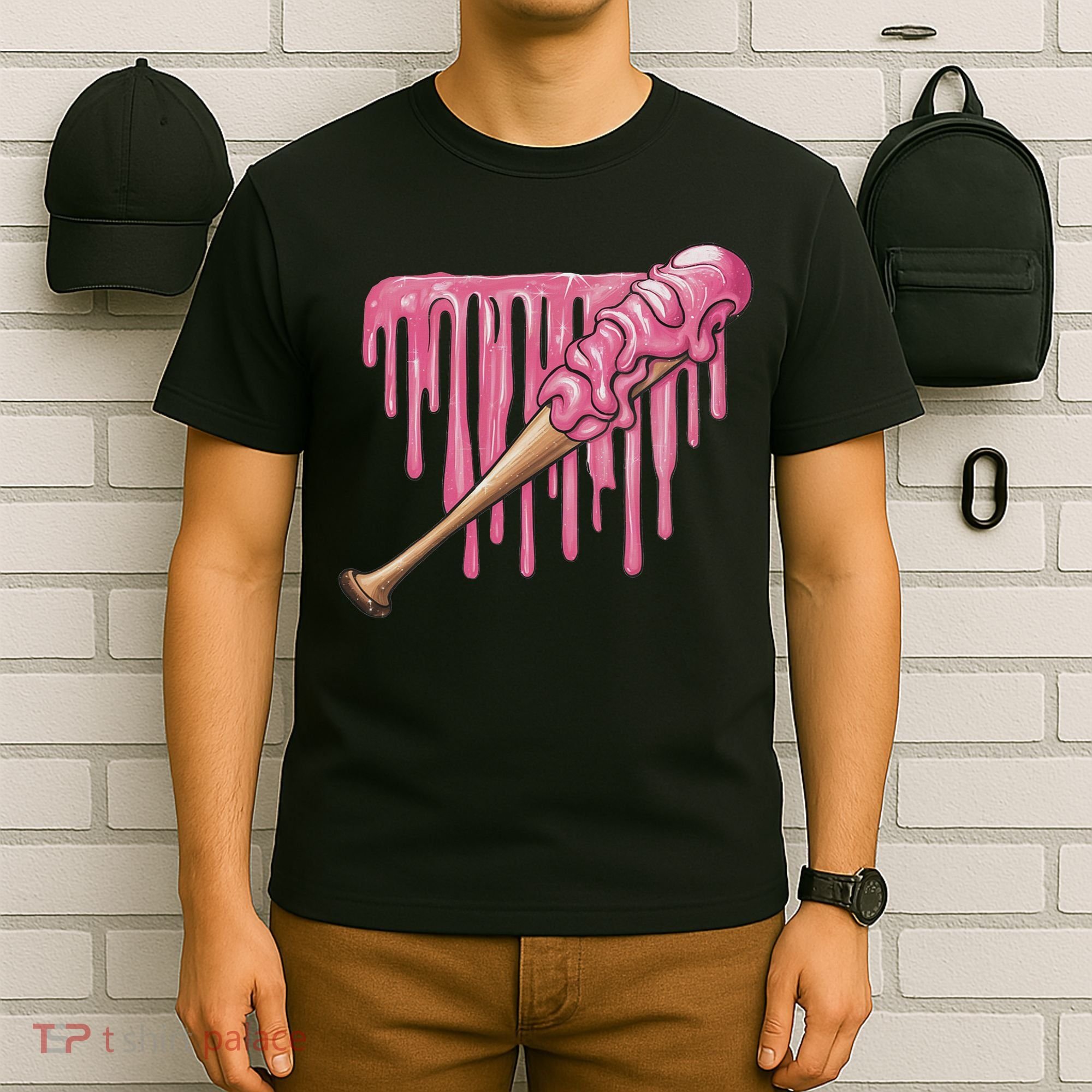 Baseball Ice Cream Baseball Bat With Sprinkles Drip T-Shirt