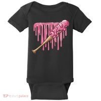 Baseball Ice Cream Baseball Bat With Sprinkles Drip Baby Bodysuit thumb 0