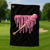 Baseball Ice Cream Baseball Bat With Sprinkles Drip Golf Towel thumb 1