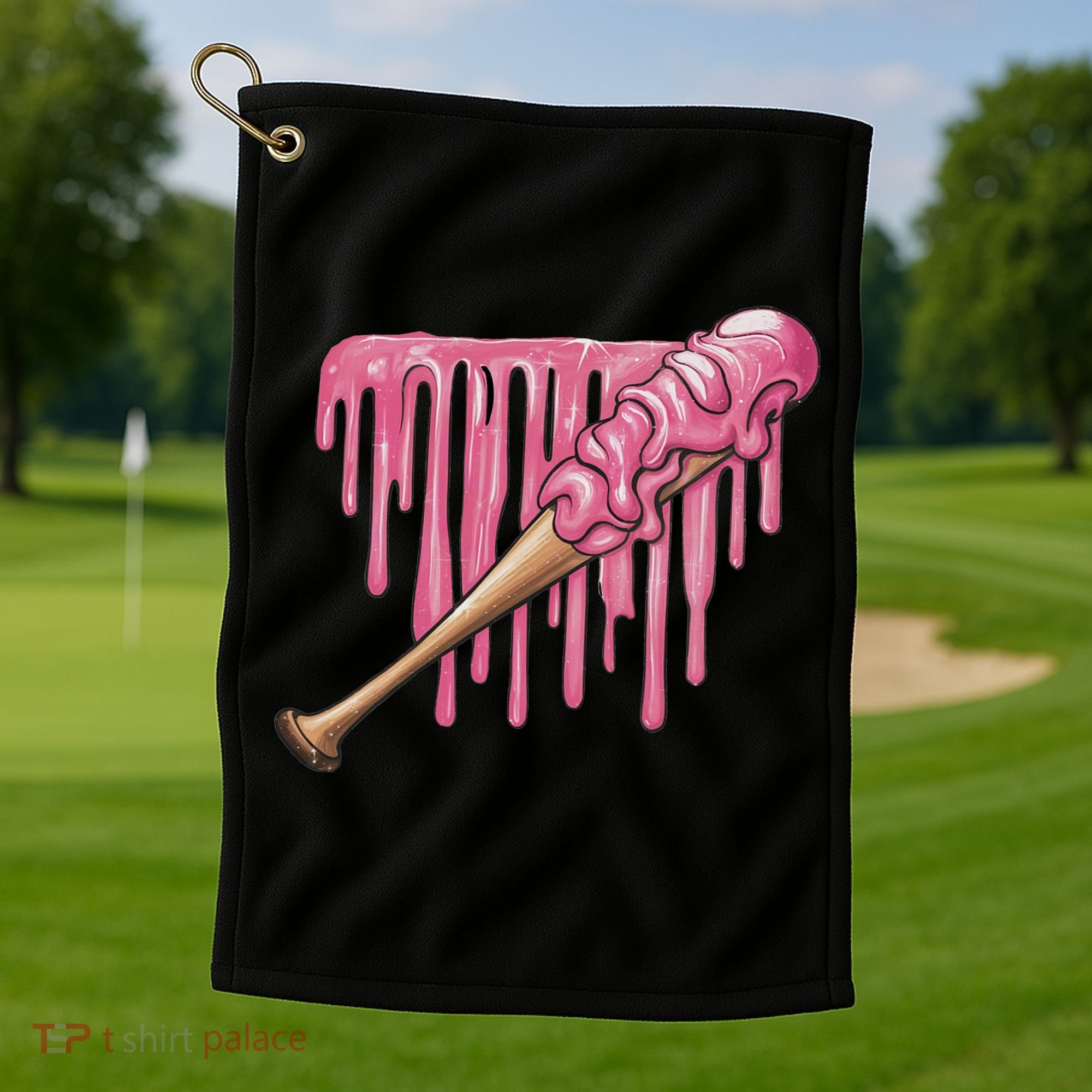Baseball Ice Cream Baseball Bat With Sprinkles Drip Golf Towel