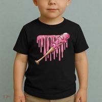 Baseball Ice Cream Baseball Bat With Sprinkles Drip Toddler T-Shirt thumb 2