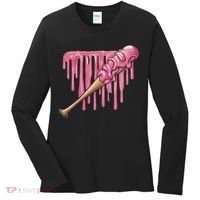 Baseball Ice Cream Baseball Bat With Sprinkles Drip Women's Long Sleeve Shirt thumb 0