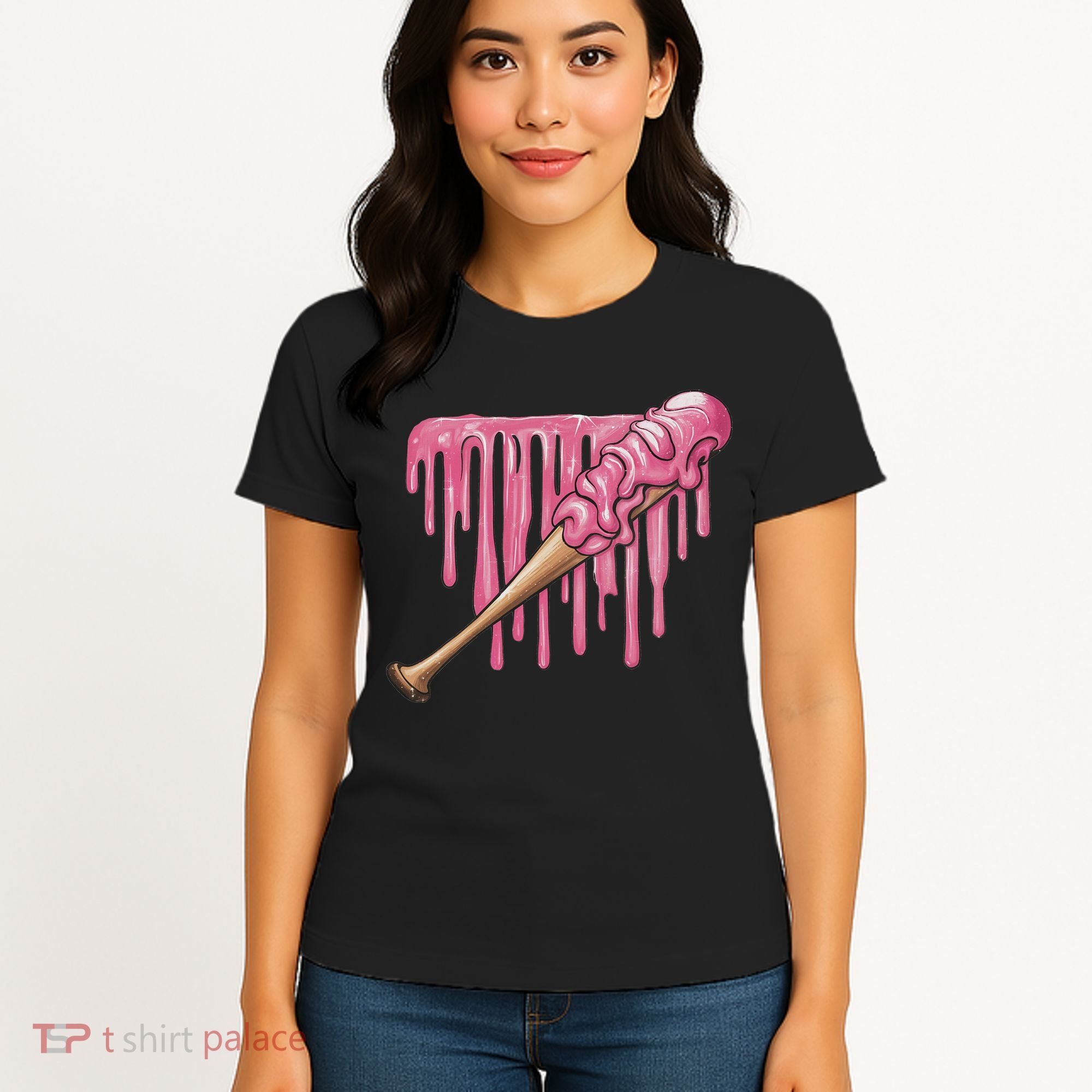 Baseball Ice Cream Baseball Bat With Sprinkles Drip Women's T-Shirt