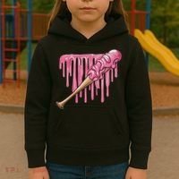 Baseball Ice Cream Baseball Bat With Sprinkles Drip Kids Hoodie thumb 3