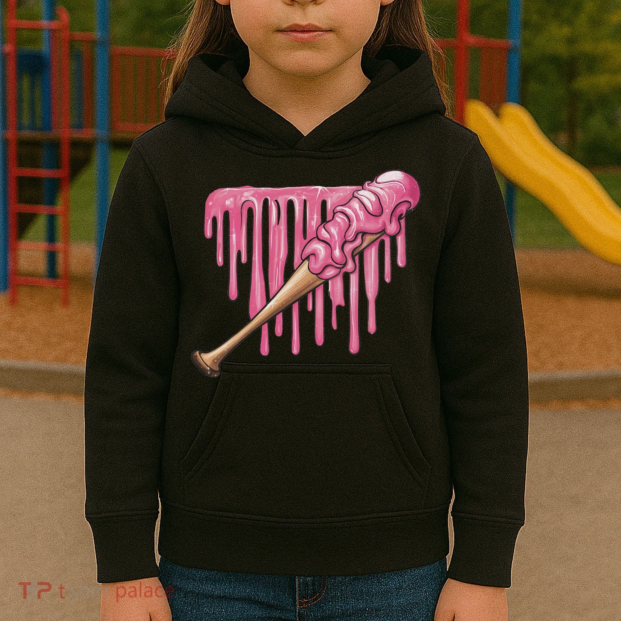Baseball Ice Cream Baseball Bat With Sprinkles Drip Kids Hoodie