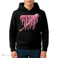 Baseball Ice Cream Baseball Bat With Sprinkles Drip Kids Hoodie thumb 4