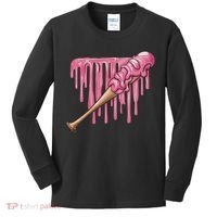 Baseball Ice Cream Baseball Bat With Sprinkles Drip Kids Long Sleeve Shirt thumb 0
