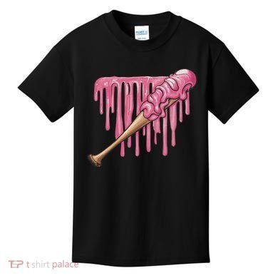 Baseball Ice Cream Baseball Bat With Sprinkles Drip Kids T-Shirt