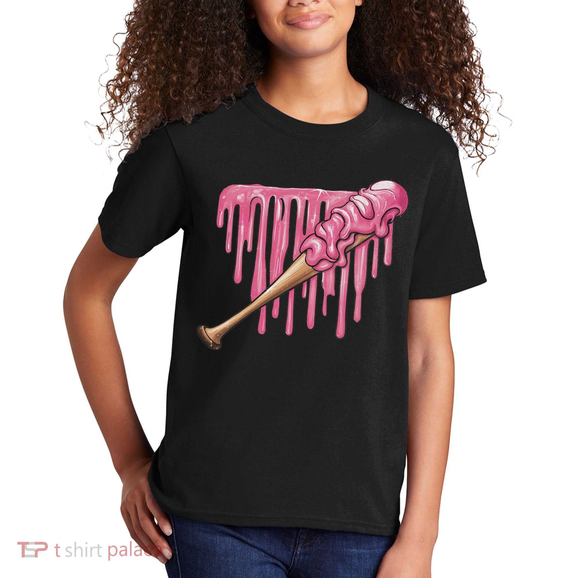 Baseball Ice Cream Baseball Bat With Sprinkles Drip Kids T-Shirt