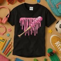 Baseball Ice Cream Baseball Bat With Sprinkles Drip Kids T-Shirt thumb 3