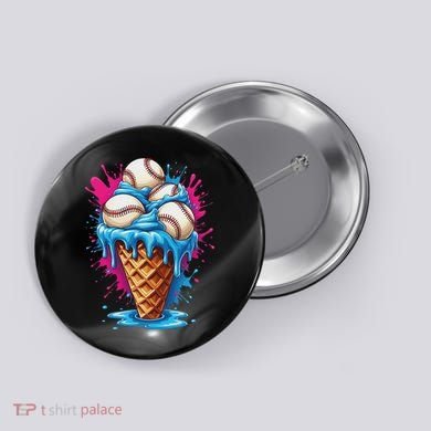Baseball Ice Cream Funny Ice Cream Baseball Drip Watercolor Button