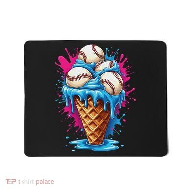 Baseball Ice Cream Funny Ice Cream Baseball Drip Watercolor Mousepad