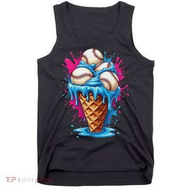 Baseball Ice Cream Funny Ice Cream Baseball Drip Watercolor Tank Top