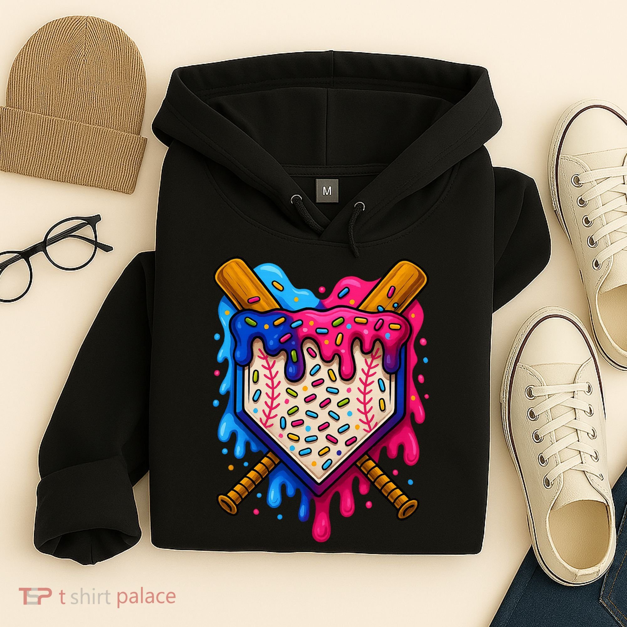 Baseball Ice Cream Sprinkles Team Drip Hoodie