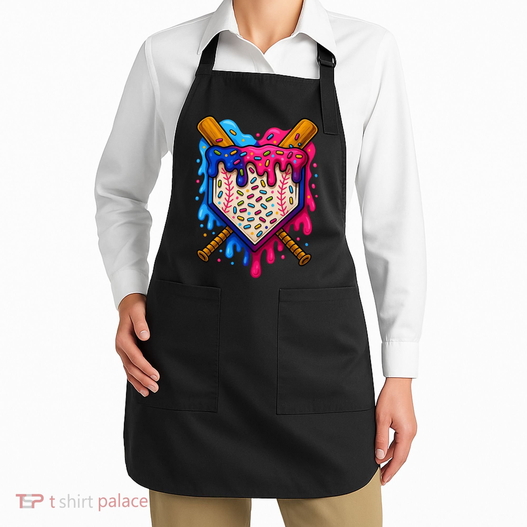 Baseball Ice Cream Sprinkles Team Drip Apron